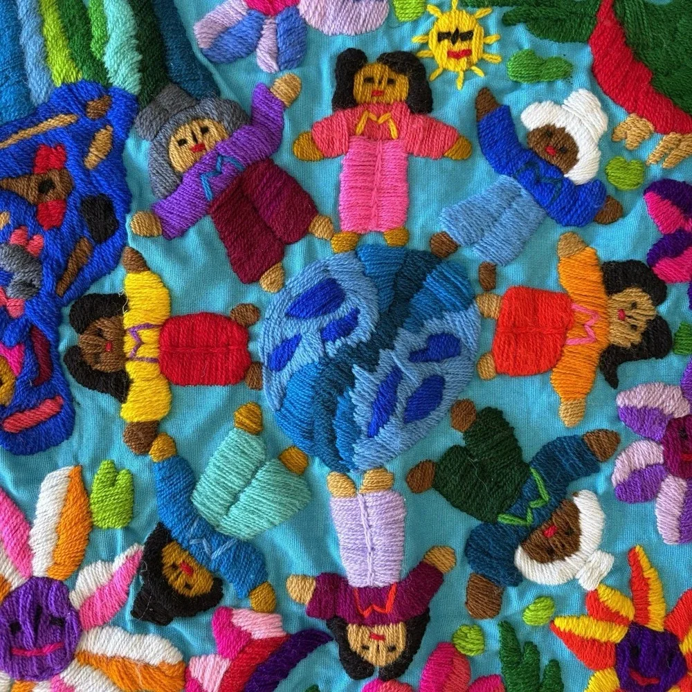 Authentic Guatemalan Embroidered Pillow Huipil 15" Square for Pillow, Craft - Picture 2 of 8